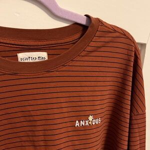 Striped Brown Cropped Long Sleeve Shirt